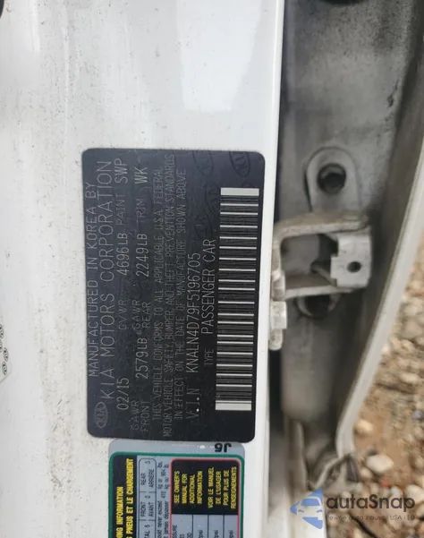 2015 Kia Cadenza Premium из США, поврежденный, VIN KNALN4D79F5196705